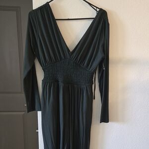 Old Navy Green Ruched V-Neck Jumpsuit